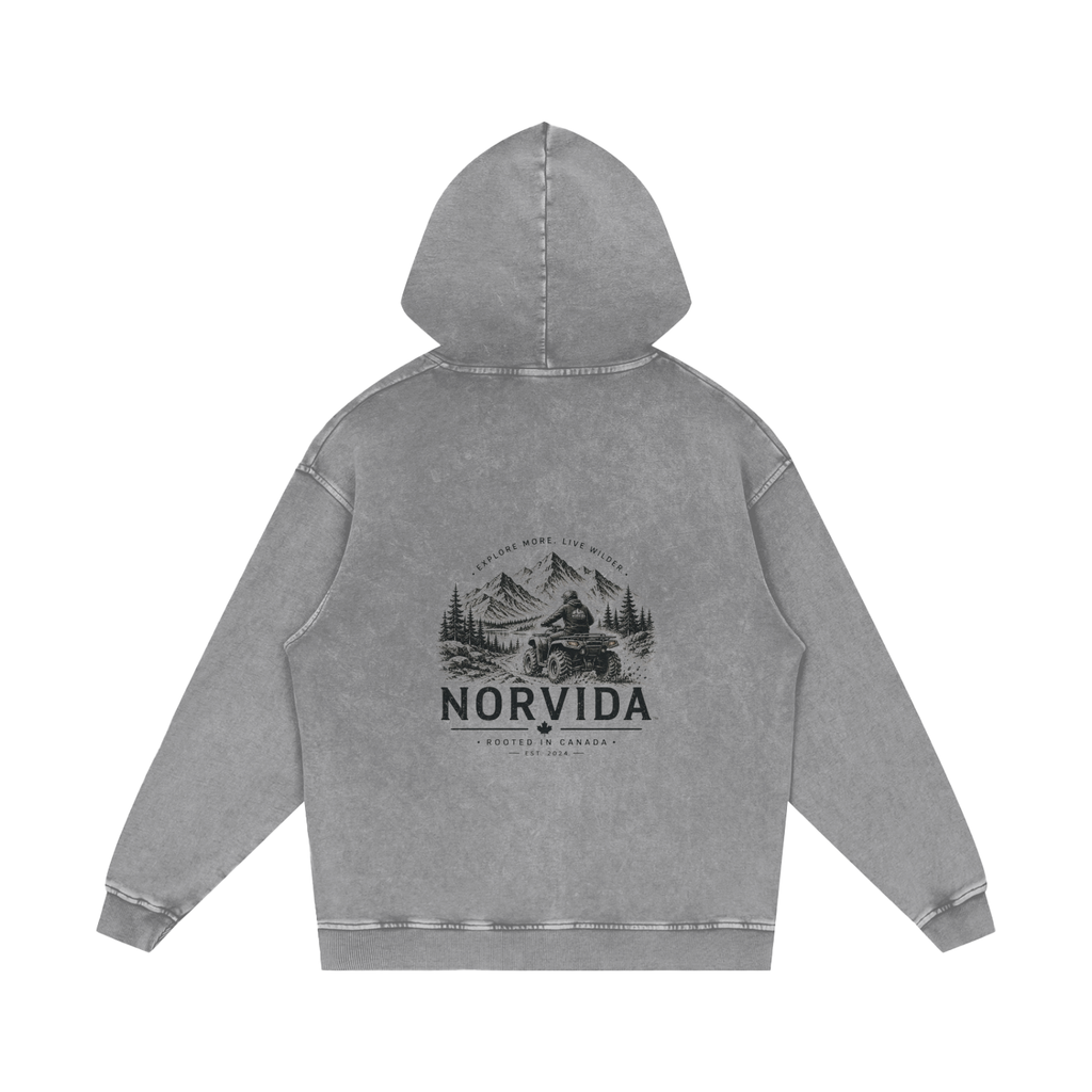 NORVIDA Trail Rider Snow Washed Loose Cotton Hoodie