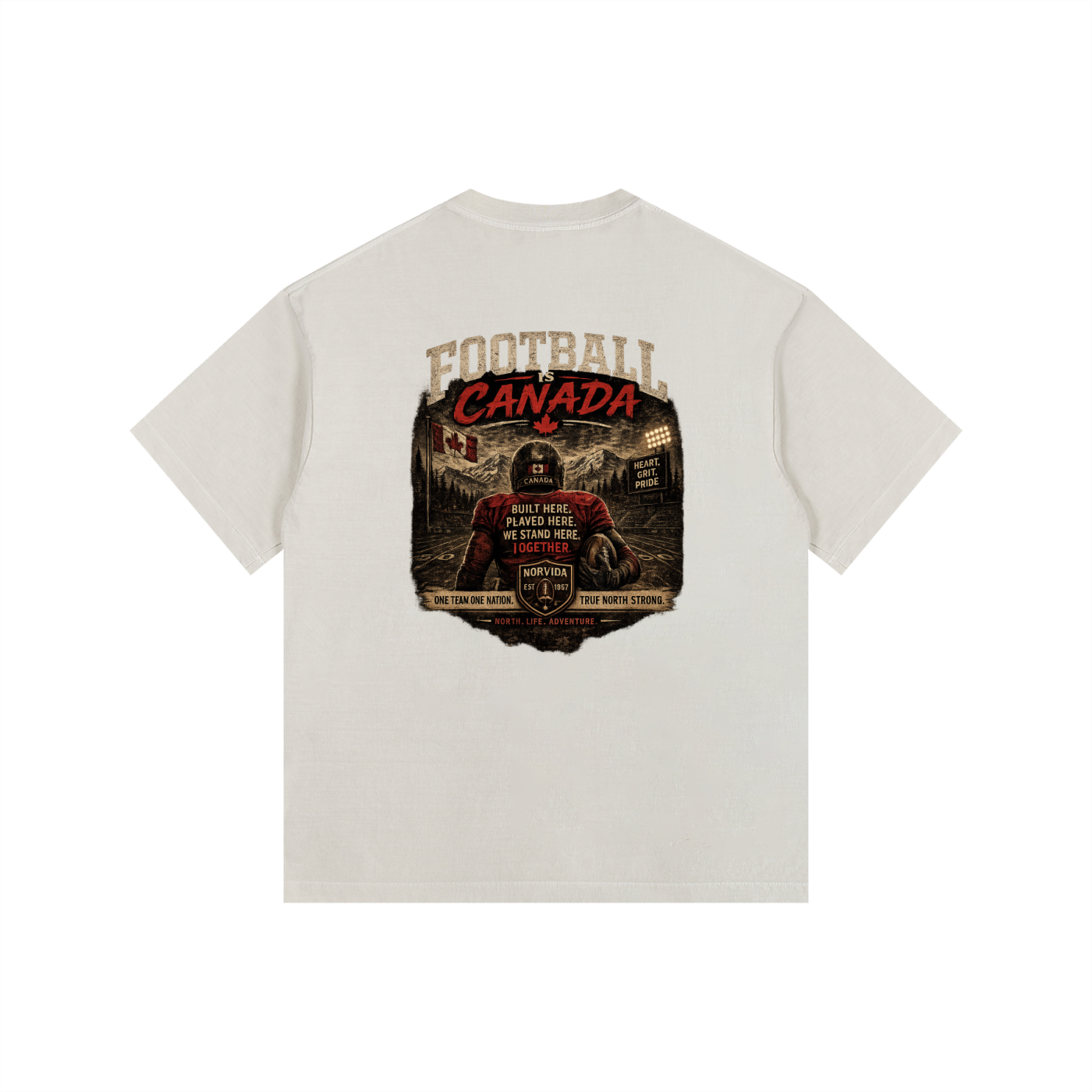 NORVIDA  Football Is Canada Vintage Washed Oversized Cotton T-Shirt | Canadian Football Graphic Tee