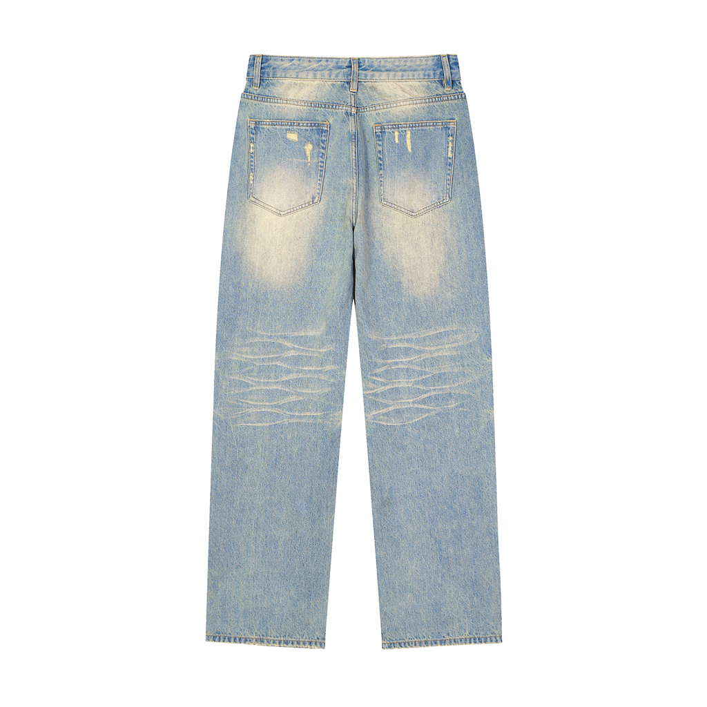 NORVIDA Vintage Wash Raw Hem Denim Jeans