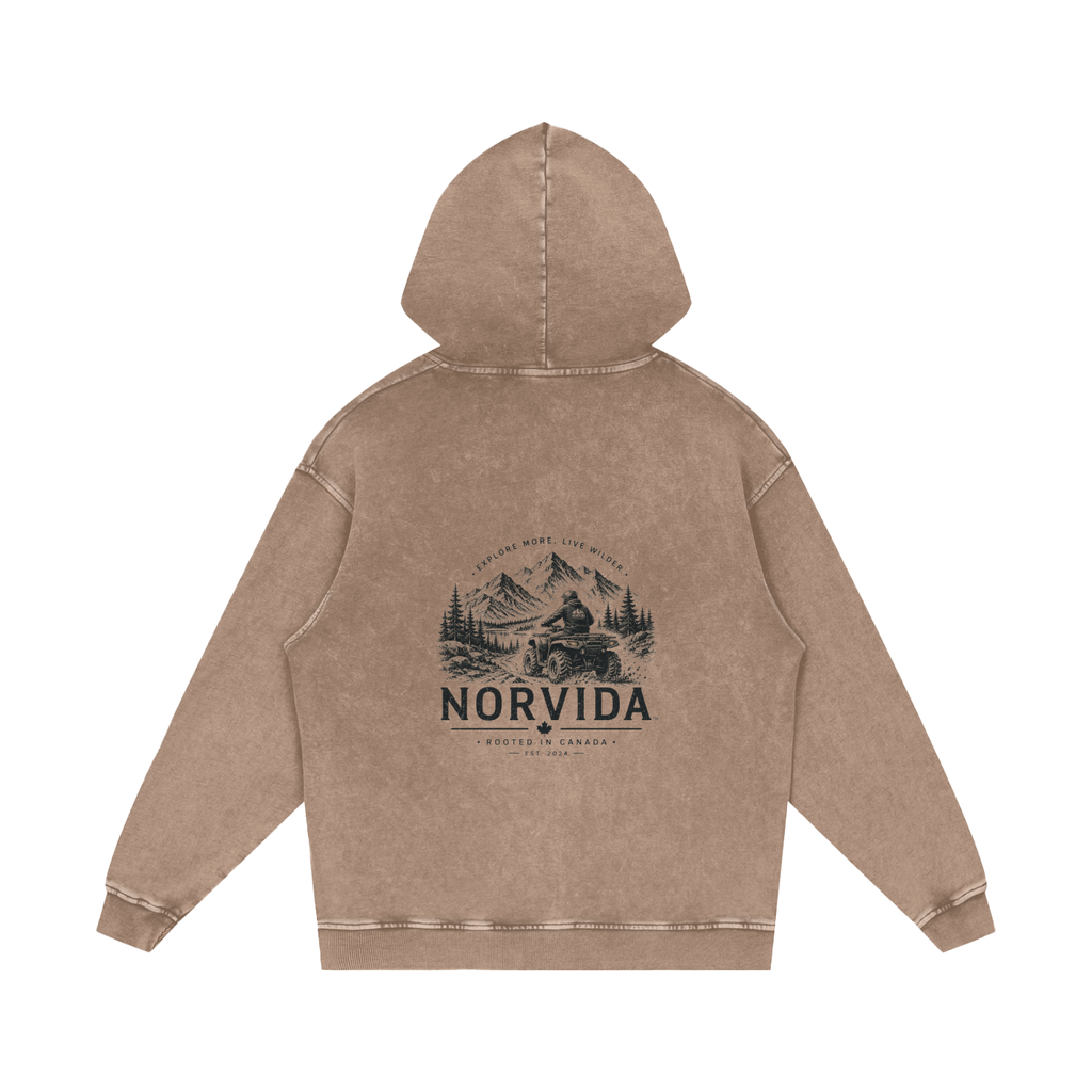 NORVIDA Trail Rider Snow Washed Loose Cotton Hoodie