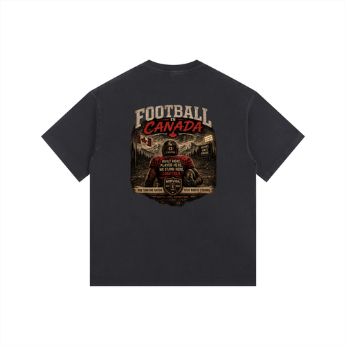 NORVIDA  Football Is Canada Vintage Washed Oversized Cotton T-Shirt | Canadian Football Graphic Tee