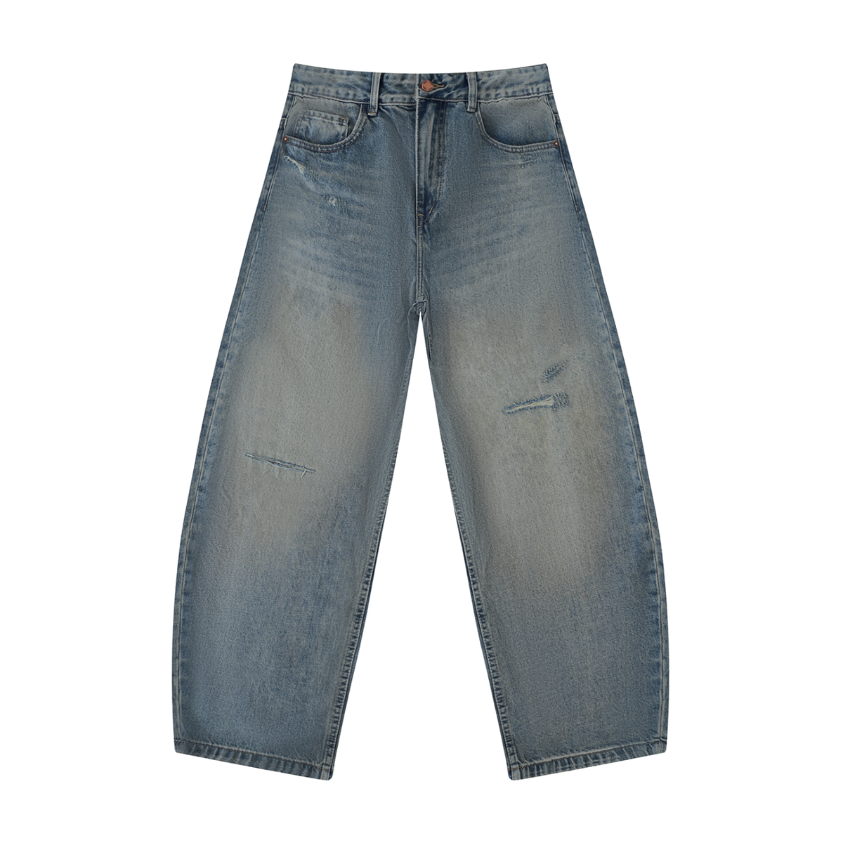 NORVIDA Distressed Barrel Leg Jeans